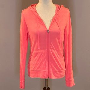 So… coral zip-up hooded jacket